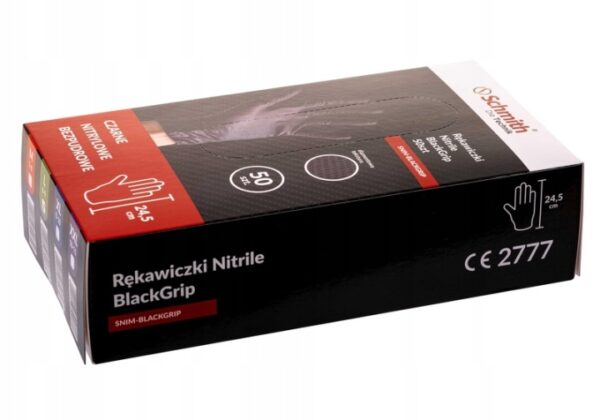 SCHMITH RĘKAWICE NITRYLOWE mocne BlackGrip 50 szt czarne L